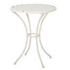 Rune 3 Piece Outdoor Dining Set, 1 Round Table, 2 Chairs, White Iron