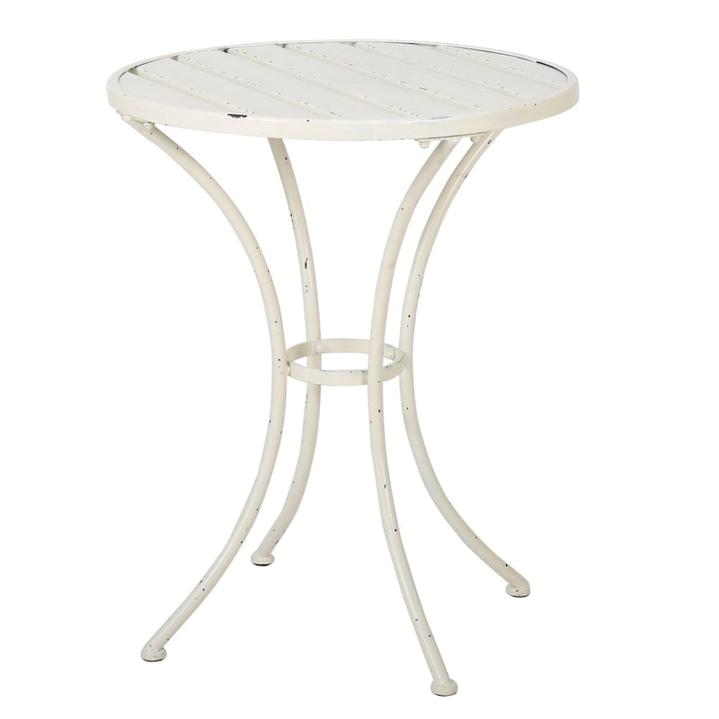Rune 3 Piece Outdoor Dining Set, 1 Round Table, 2 Chairs, White Iron