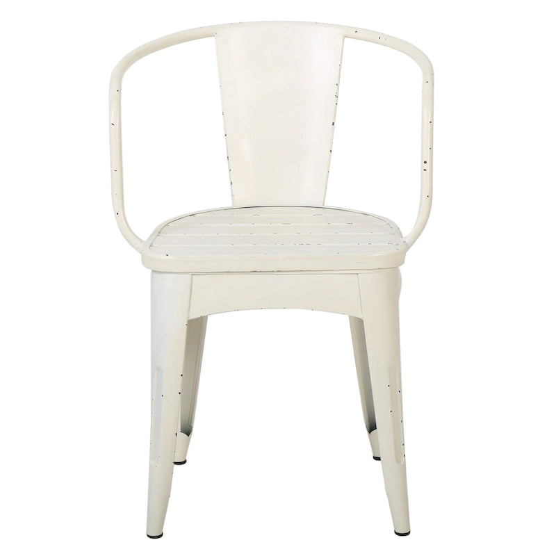 Rune 3 Piece Outdoor Dining Set, 1 Round Table, 2 Chairs, White Iron