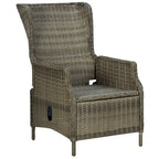 3pc Outdoor Lounge Chair Set with 1 End Table, Black, Brown Rattan