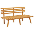 Roma Outdoor Bench, Dark Gray and White, 45 Inch Brown Acacia Wood