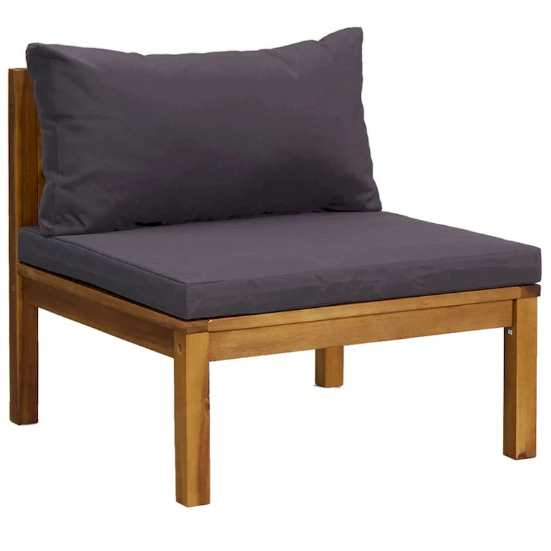 Outdoor 5pc Modular Sofa Set, Slatted Coffee Table, Brown Acacia Wood