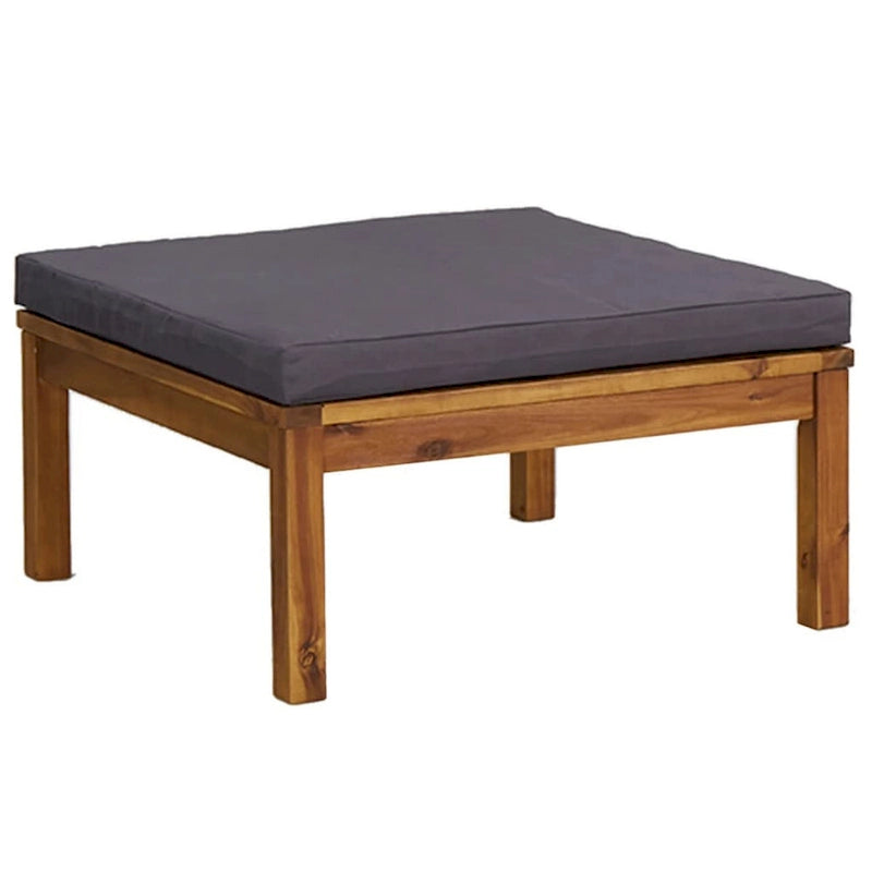 Outdoor 5pc Modular Sofa Set, Slatted Coffee Table, Brown Acacia Wood