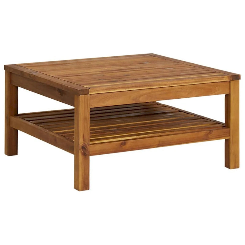 Outdoor 5pc Modular Sofa Set, Slatted Coffee Table, Brown Acacia Wood