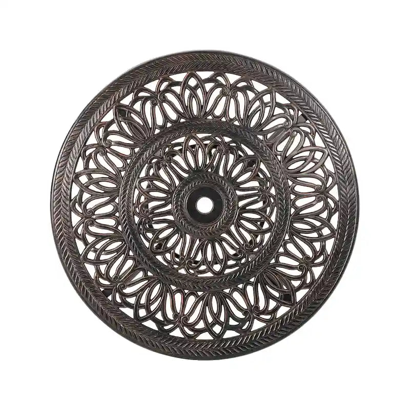 Shaili Outdoor Dining Table, Round 35 Inch Shiny Coppertone Cast Aluminum