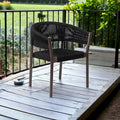 Set of Two 26 Black Solid Wood Outdoor Dining Chair