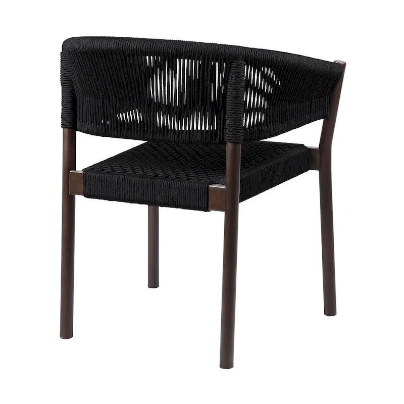 Set of Two 26 Black Solid Wood Outdoor Dining Chair
