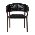 Set of Two 26 Black Solid Wood Outdoor Dining Chair
