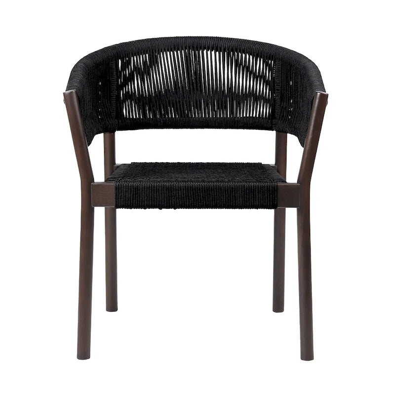 Set of Two 26 Black Solid Wood Outdoor Dining Chair