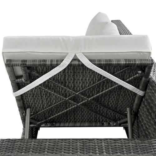 6 Piece Outdoor Furniture Set, All Weather Patio Conversation Set, Rattan Sofa Set with Storage Box and Tempered Glass Table