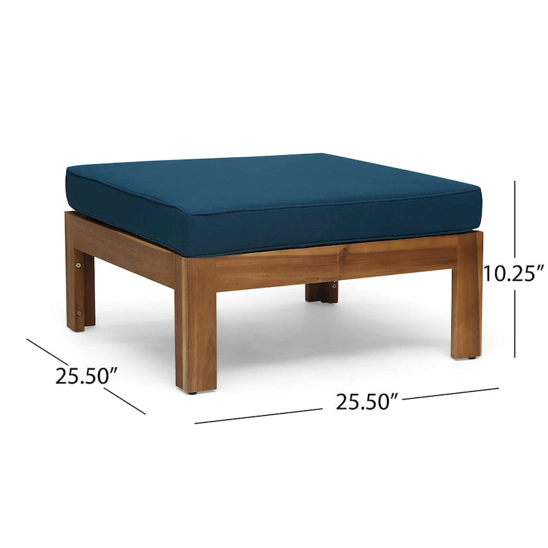 3 Piece Outdoor L-Shape Sofa Set, All-Weather Acacia Wood Conversation Furniture Set with Ottoman and Coffee Table