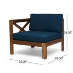 3 Piece Outdoor L-Shape Sofa Set, All-Weather Acacia Wood Conversation Furniture Set with Ottoman and Coffee Table