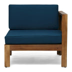 3 Piece Outdoor L-Shape Sofa Set, All-Weather Acacia Wood Conversation Furniture Set with Ottoman and Coffee Table