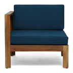3 Piece Outdoor L-Shape Sofa Set, All-Weather Acacia Wood Conversation Furniture Set with Ottoman and Coffee Table