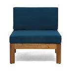 3 Piece Outdoor L-Shape Sofa Set, All-Weather Acacia Wood Conversation Furniture Set with Ottoman and Coffee Table