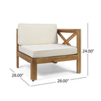 3 Piece Outdoor L-Shape Sofa Set, All-Weather Acacia Wood Conversation Furniture Set with Ottoman and Coffee Table