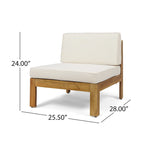 3 Piece Outdoor L-Shape Sofa Set, All-Weather Acacia Wood Conversation Furniture Set with Ottoman and Coffee Table