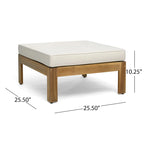 3 Piece Outdoor L-Shape Sofa Set, All-Weather Acacia Wood Conversation Furniture Set with Ottoman and Coffee Table