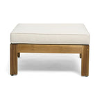 3 Piece Outdoor L-Shape Sofa Set, All-Weather Acacia Wood Conversation Furniture Set with Ottoman and Coffee Table