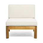 3 Piece Outdoor L-Shape Sofa Set, All-Weather Acacia Wood Conversation Furniture Set with Ottoman and Coffee Table
