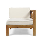 3 Piece Outdoor L-Shape Sofa Set, All-Weather Acacia Wood Conversation Furniture Set with Ottoman and Coffee Table