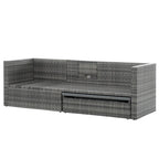 5 Piece Outdoor PE Wicker Sofa Set, Patio Conversation Furniture Set with Lift TOP Coffee Table and Lounger Sofa
