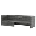 5 Piece Outdoor PE Wicker Sofa Set, Patio Conversation Furniture Set with Lift TOP Coffee Table and Lounger Sofa