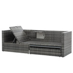 5 Piece Outdoor PE Wicker Sofa Set, Patio Conversation Furniture Set with Lift TOP Coffee Table and Lounger Sofa
