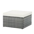 5 Piece Outdoor PE Wicker Sofa Set, Patio Conversation Furniture Set with Lift TOP Coffee Table and Lounger Sofa