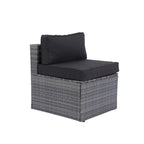 5 Pcs Outdoor Sectional Sofa Set, All-Weather PE Rattan Conversation Furniture Set with Coffee Table and 2 Pillows