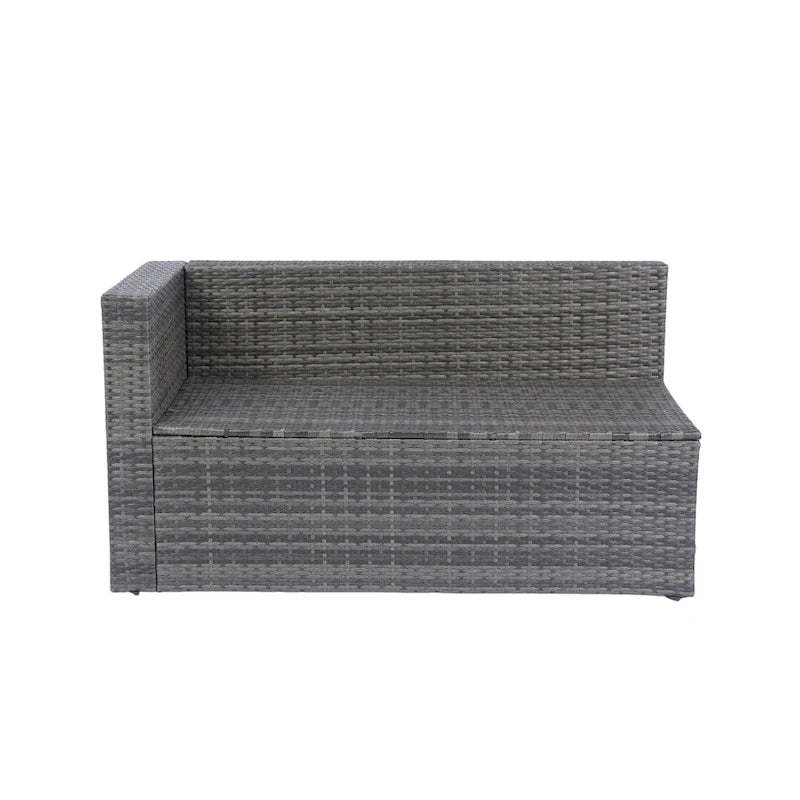 5 Pcs Outdoor Sectional Sofa Set, All-Weather PE Rattan Conversation Furniture Set with Coffee Table and 2 Pillows