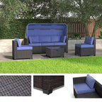 6 Piece Patio Furniture Set, Outdoor Sectional Sofa Set with Canopy and Backrest, Patio Conversation Set with Coffee Table