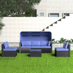 6 Piece Patio Furniture Set, Outdoor Sectional Sofa Set with Canopy and Backrest, Patio Conversation Set with Coffee Table