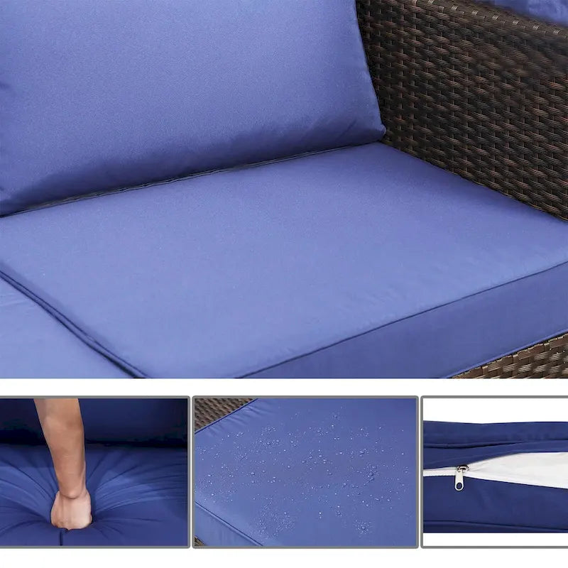 6 Piece Patio Furniture Set, Outdoor Sectional Sofa Set with Canopy and Backrest, Patio Conversation Set with Coffee Table