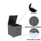 8 Pcs Patio L-Shaped Sectional Sofa Set, Outdoor Wicker Rattan Furniture Set with One Storage Box Under Seat and Coffee Table