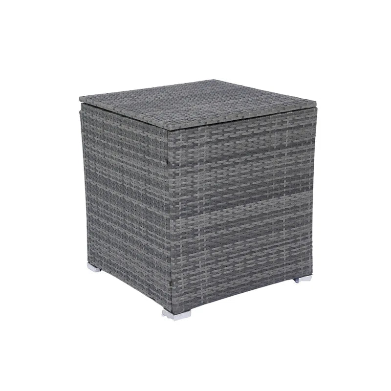 8 Pcs Patio L-Shaped Sectional Sofa Set, Outdoor Wicker Rattan Furniture Set with One Storage Box Under Seat and Coffee Table