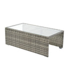 8 Pcs Patio L-Shaped Sectional Sofa Set, Outdoor Wicker Rattan Furniture Set with One Storage Box Under Seat and Coffee Table