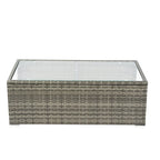 8 Pcs Patio L-Shaped Sectional Sofa Set, Outdoor Wicker Rattan Furniture Set with One Storage Box Under Seat and Coffee Table