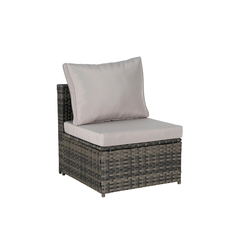 5 Piece Patio Wicker Furniture Sets, Outdoor Rattan Daybed with Retractable Canopy, Sectional Sofa Set with Adjustable Back