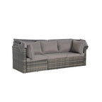 5 Piece Patio Wicker Furniture Sets, Outdoor Rattan Daybed with Retractable Canopy, Sectional Sofa Set with Adjustable Back