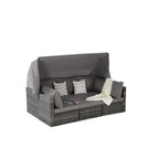 5 Piece Patio Wicker Furniture Sets, Outdoor Rattan Daybed with Retractable Canopy, Sectional Sofa Set with Adjustable Back