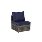 5 Piece Patio Wicker Furniture Sets, Outdoor Rattan Daybed with Retractable Canopy, Sectional Sofa Set with Adjustable Back