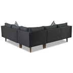 4 Piece Outdoor Furniture Set, All Weather Conversation Set, L-Shape Wicker Sofa Set with Pillows and Coffee Table