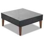 4 Piece Outdoor Furniture Set, All Weather Conversation Set, L-Shape Wicker Sofa Set with Pillows and Coffee Table