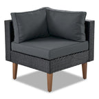 4 Piece Outdoor Furniture Set, All Weather Conversation Set, L-Shape Wicker Sofa Set with Pillows and Coffee Table