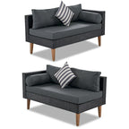 4 Piece Outdoor Furniture Set, All Weather Conversation Set, L-Shape Wicker Sofa Set with Pillows and Coffee Table