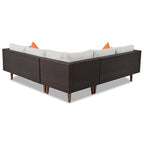 4 Piece Outdoor Furniture Set, All Weather Conversation Set, L-Shape Wicker Sofa Set with Pillows and Coffee Table
