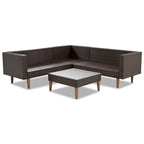 4 Piece Outdoor Furniture Set, All Weather Conversation Set, L-Shape Wicker Sofa Set with Pillows and Coffee Table