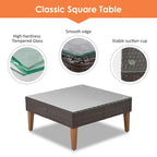 4 Piece Outdoor Furniture Set, All Weather Conversation Set, L-Shape Wicker Sofa Set with Pillows and Coffee Table