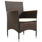 7-Pcs Outdoor Dining Set, Wicker Dining Table with Wooden Table Top, Patio Conversation Set with Soft Cushions